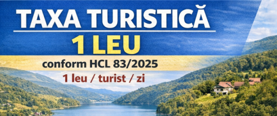 ANUNȚ – Taxa specială pentru promovarea turistică Cinciș–Cerna