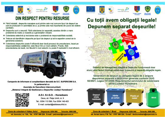 Informare privind colectarea separată a deșeurilor textile și a deșeurilor municipale